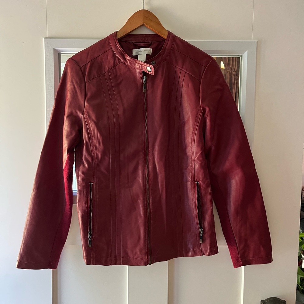 Christopher & Banks Burgundy Leather Jacket